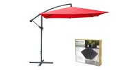 Pack parasol déporté rouge + dalle béton – Élégance, ombre XXL et stabilité assurée