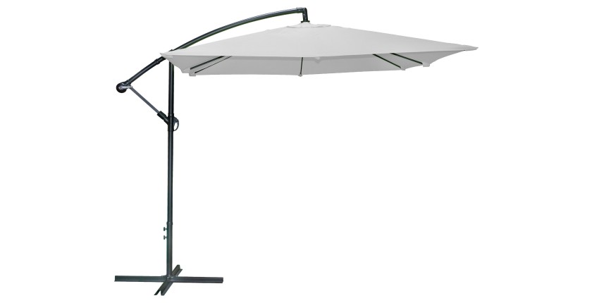 Pack parasol déporté gris clair + dalle béton – Élégance, ombre XXL et stabilité assurée