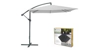 Pack parasol déporté gris clair + dalle béton – Élégance, ombre XXL et stabilité assurée