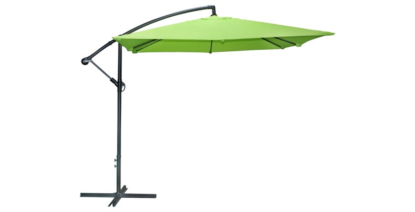 Pack parasol déporté vert pomme + dalle béton – Élégance, ombre XXL et stabilité assurée