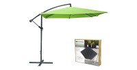 Pack parasol déporté vert pomme + dalle béton – Élégance, ombre XXL et stabilité assurée