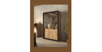 Vitrine design collection MEUNIER coloris Chêne samdal et noir mat – 4 portes