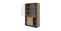Vitrine design collection MEUNIER coloris Chêne samdal et noir mat – 4 portes