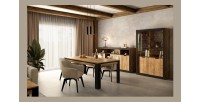 Vitrine design collection MEUNIER coloris Chêne samdal et noir mat – 4 portes