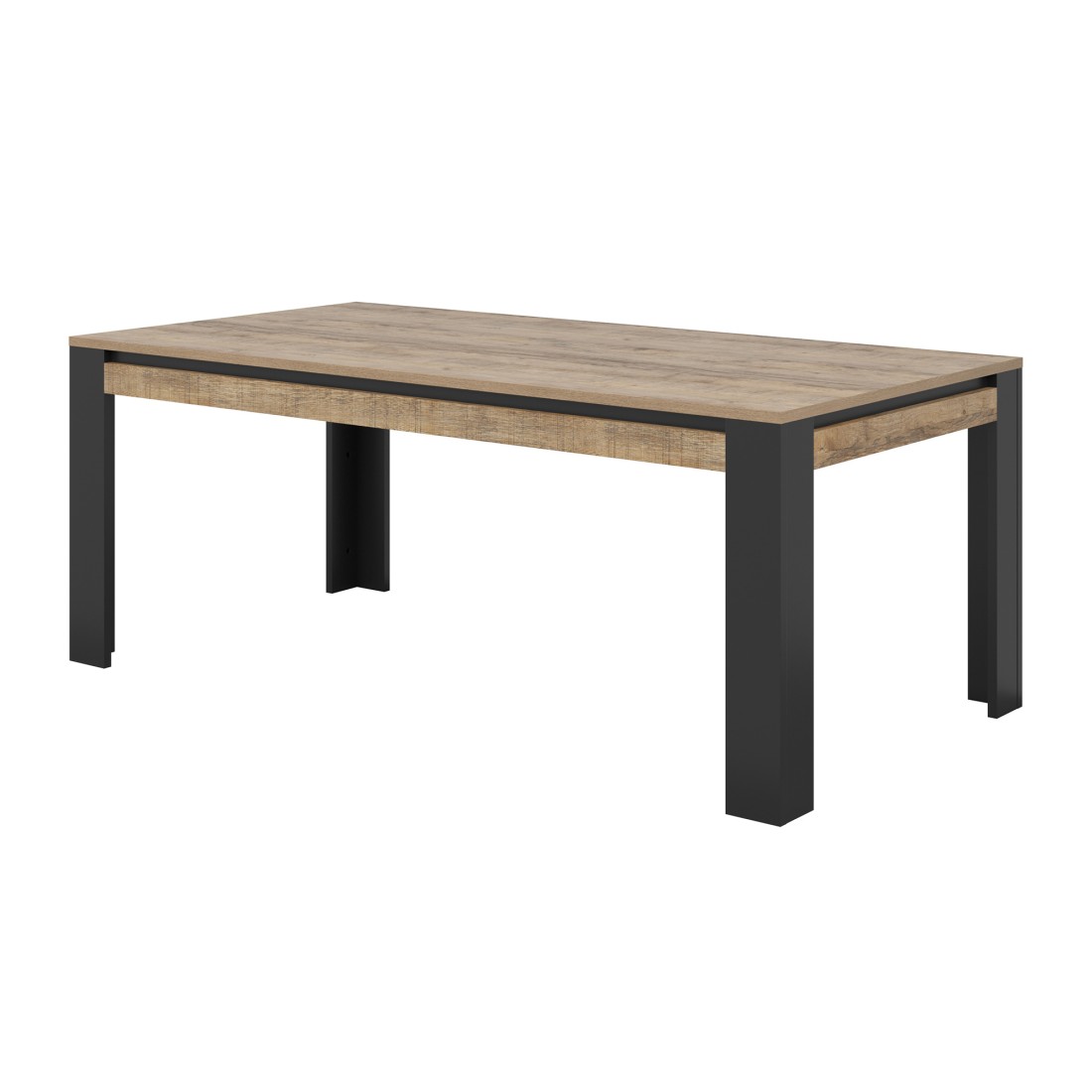 Eettafel voor 8 personen MEUNIER - Eiken & Mat Zwart, 195×77×100 cm