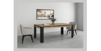 Eettafel voor 8 personen MEUNIER - Eiken & Mat Zwart, 195×77×100 cm