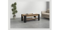 Table Basse collection MEUNIER – Chêne Samdal & noir mat, 120×49×60 cm