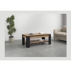 Table Basse collection MEUNIER – Chêne Samdal & noir mat, 120×49×60 cm