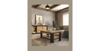 Table Basse collection MEUNIER – Chêne Samdal & noir mat, 120×49×60 cm
