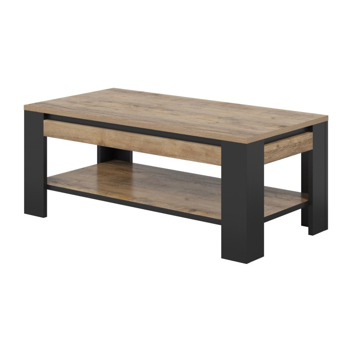 Pack Salón Loft MEUNIER – Mueble TV, aparador & mesa baja en Roble Samdal & Negro Mate