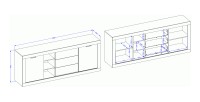 Pack Wohnzimmer Loft MEUNIER – Fernsehmöbel, Buffet & Couchtisch in Samdal-Eiche & Mattschwarz