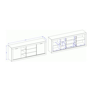 Pack Salon Loft MEUNIER – Meuble TV, buffet & table basse en Chêne Samdal & Noir Mat