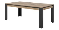 Pack salle à manger MEUNIER – Vitrine, buffet haut & table 8 pers. Chêne Samdal & noir mat