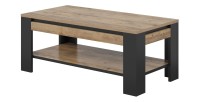 Pack salon complet MEUNIER – Meuble TV, vitrine & table basse en chêne Samdal & noir mat