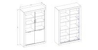 Pack salon complet MEUNIER – Meuble TV, vitrine & table basse en chêne Samdal & noir mat