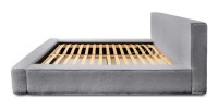 Lit coffre DENALI – Gris perle bouclé – 160x200 cm – Tissu velours doux – Sommier relevable – Rangement intégré 