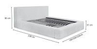 Lit coffre DENALI – Gris perle bouclé – 180x200 cm – Tissu velours doux – Sommier relevable – Rangement intégré 