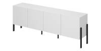 Buffet SALMA – 4 puertas Push-to-Open – Blanco súper mate & negro mate, 204×70×40 cm