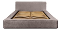 Lit coffre DENALI – Taupe rosé bouclé – 180x200 cm – Tissu velours doux – Sommier relevable – Rangement intégré 