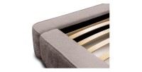 Lit coffre DENALI – Taupe rosé bouclé – 180x200 cm – Tissu velours doux – Sommier relevable – Rangement intégré 