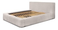 Lit coffre DENALI – Beige poudré bouclé – 180x200 cm – Tissu velours doux – Sommier relevable – Rangement intégré 