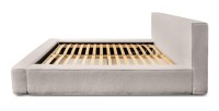 Lit coffre DENALI – Beige poudré bouclé – 180x200 cm – Tissu velours doux – Sommier relevable – Rangement intégré 
