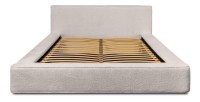 Lit coffre DENALI – Beige poudré bouclé – 140x200 cm – Tissu velours doux – Sommier relevable – Rangement intégré 