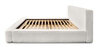 Lit coffre DENALI – Blanc alpin bouclé – 180x200 cm – Tissu velours doux – Sommier relevable – Rangement intégré 