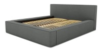 Lit coffre DENALI – Ardoise bouclé – 180x200 cm – Tissu velours doux – Sommier relevable – Rangement intégré 