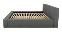 Lit coffre DENALI – Ardoise bouclé – 160x200 cm – Tissu velours doux – Sommier relevable – Rangement intégré 