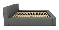 Lit coffre DENALI – Ardoise bouclé – 160x200 cm – Tissu velours doux – Sommier relevable – Rangement intégré 