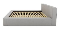 Lit coffre DENALI – Gris sable bouclé – 180x200 cm – Tissu velours doux – Sommier relevable – Rangement intégré 