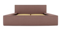 Lit coffre DENALI – Terre-cuite bouclé – 140x200 cm – Tissu velours doux – Sommier relevable – Rangement intégré 