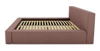 Lit coffre DENALI – Terre-cuite bouclé – 140x200 cm – Tissu velours doux – Sommier relevable – Rangement intégré 