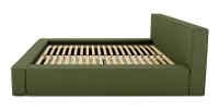 Lit coffre DENALI – Olive bouclé – 180x200 cm – Tissu velours doux – Sommier relevable – Rangement intégré 