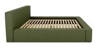 Lit coffre DENALI – Olive bouclé – 180x200 cm – Tissu velours doux – Sommier relevable – Rangement intégré 