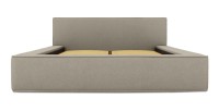 Lit coffre DENALI – Lin naturel bouclé – 140x200 cm – Tissu effet laine – Sommier relevable – Rangement intégré 