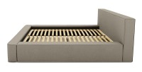 Lit coffre DENALI – Lin naturel bouclé – 140x200 cm – Tissu effet laine – Sommier relevable – Rangement intégré 