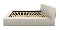 Lit coffre DENALI – Sable bouclé – 160x200 cm – Tissu effet laine – Sommier relevable – Rangement intégré 