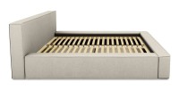 Lit coffre DENALI – Sable bouclé – 160x200 cm – Tissu effet laine – Sommier relevable – Rangement intégré 