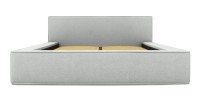Lit coffre DENALI – Blanc bouclé – 180x200 cm – Tissu effet laine – Sommier relevable – Rangement intégré 