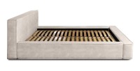 Lit coffre DENALI – Sable – 180x200 cm – Tissu velours doux – Sommier relevable – Rangement intégré 