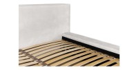 Lit coffre DENALI – Sable – 180x200 cm – Tissu velours doux – Sommier relevable – Rangement intégré 
