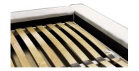 Lit coffre DENALI – Sable – 140x200 cm – Tissu velours doux – Sommier relevable – Rangement intégré 