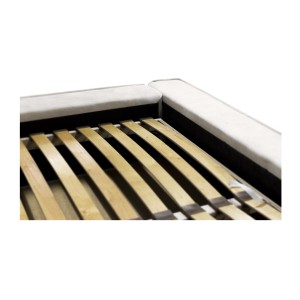 Lit coffre DENALI – Sable – 140x200 cm – Tissu velours doux – Sommier relevable – Rangement intégré 