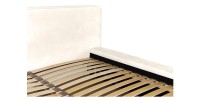 Lit coffre DENALI – Perle – 180x200 cm – Tissu velours doux – Sommier relevable – Rangement intégré 