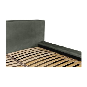 Lit coffre DENALI – Vert sapin – 140x200 cm – Tissu velours doux – Sommier relevable – Rangement intégré 