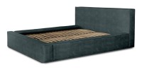 Lit coffre DENALI – Vert émeraude – 180x200 cm – Tissu velours doux – Sommier relevable – Rangement intégré 