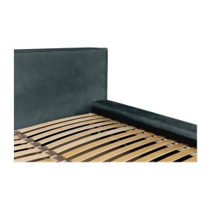 Lit coffre DENALI – Vert émeraude – 180x200 cm – Tissu velours doux – Sommier relevable – Rangement intégré 