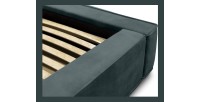 Lit coffre DENALI – Vert émeraude – 160x200 cm – Tissu velours doux – Sommier relevable – Rangement intégré 